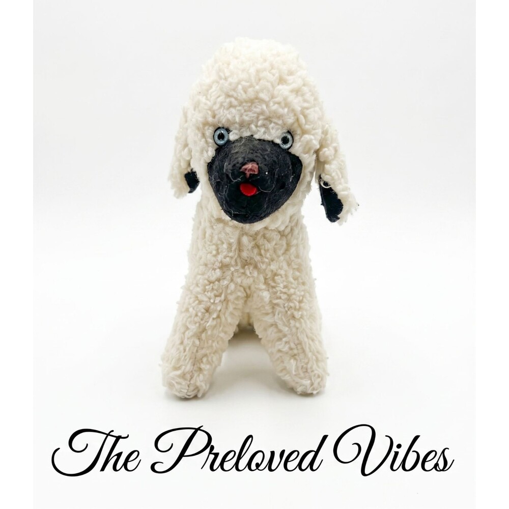 Vtg. 1960's TRUDY TOYS USA stuffed animal plush Dog Lamb toy